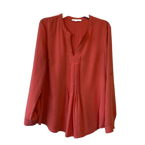 41 Hawthorn Tops - 41 hawthorn Coral Bryson Pleated Blouse Long & 3/4 Sleeves Size XL